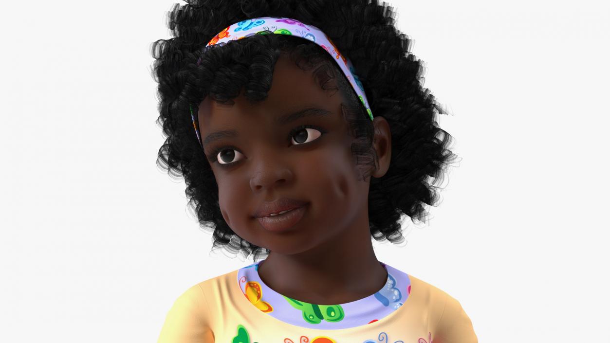 3D Home Style Black Girl Child Standing