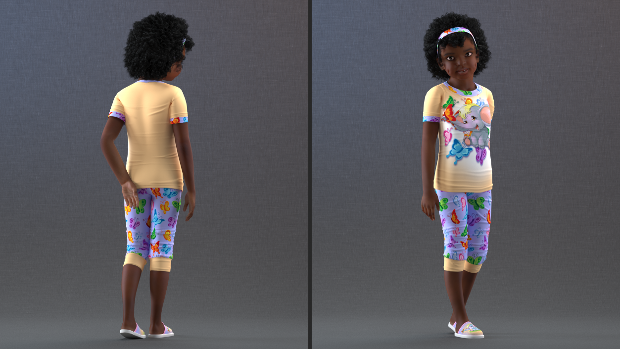 3D Home Style Black Girl Child Standing