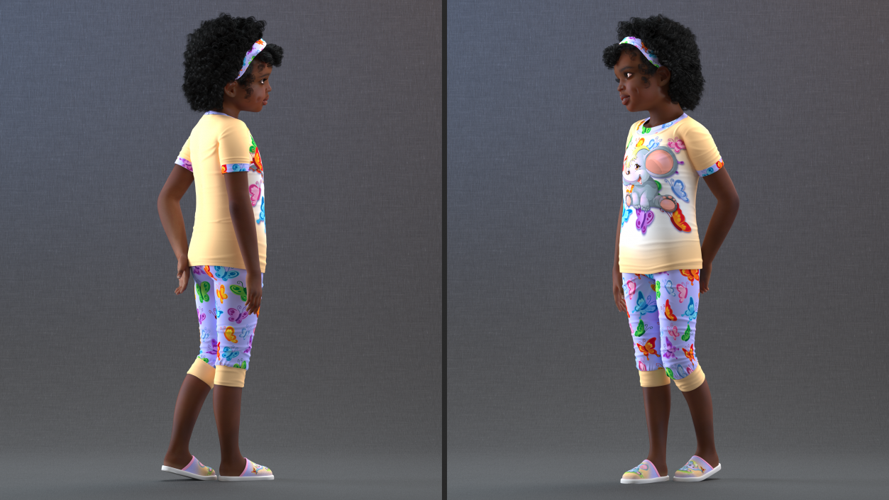 3D Home Style Black Girl Child Standing