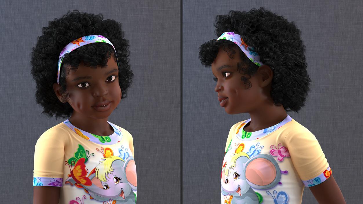 3D Home Style Black Girl Child Standing