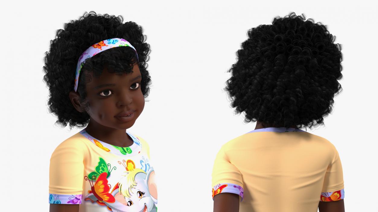 3D Home Style Black Girl Child Standing