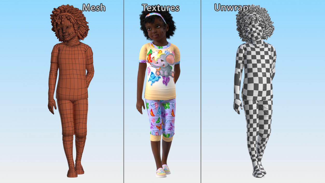 3D Home Style Black Girl Child Standing