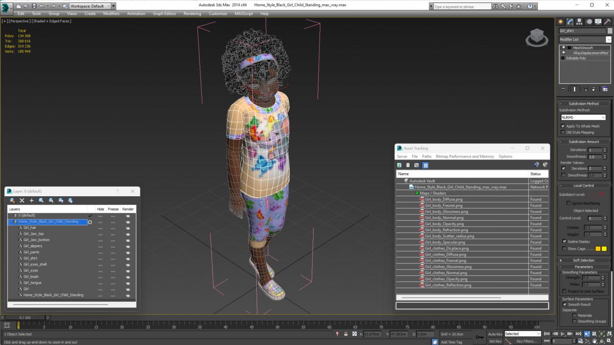 3D Home Style Black Girl Child Standing