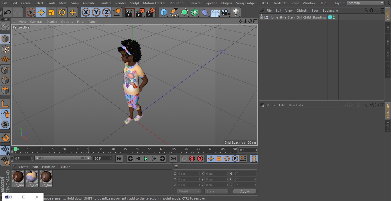 3D Home Style Black Girl Child Standing