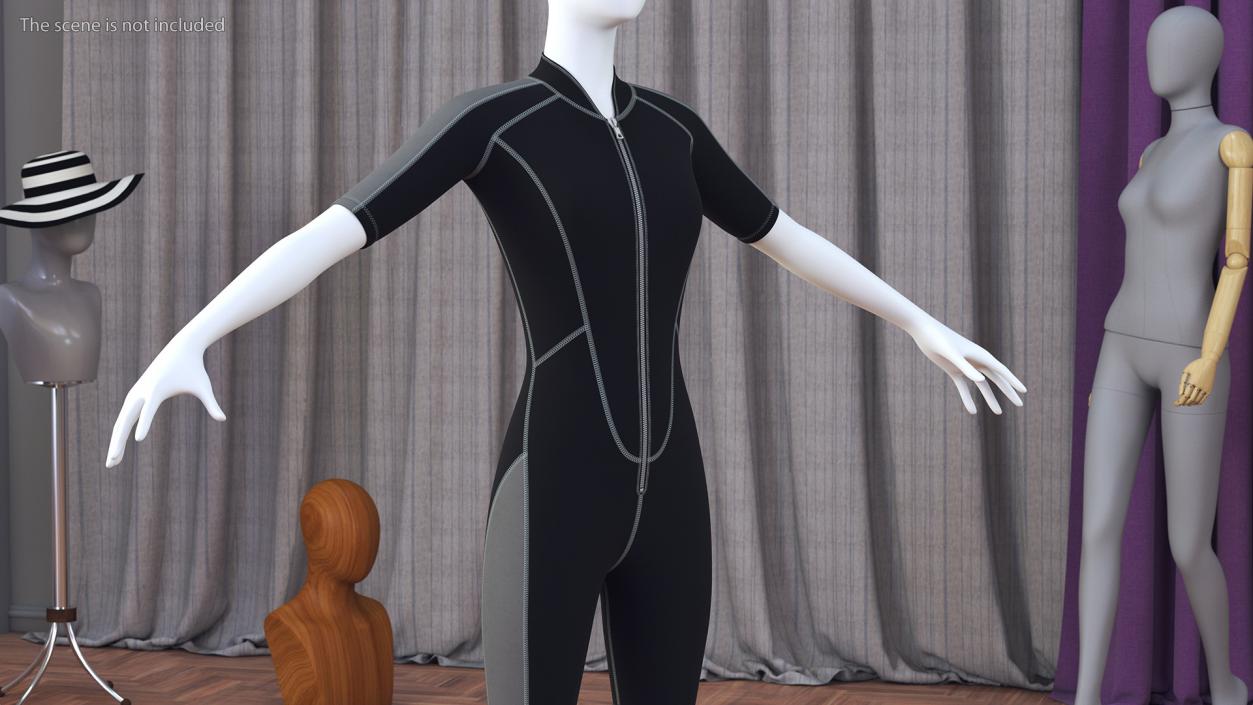 Woman Wetsuit Shorty Version Black 3D model