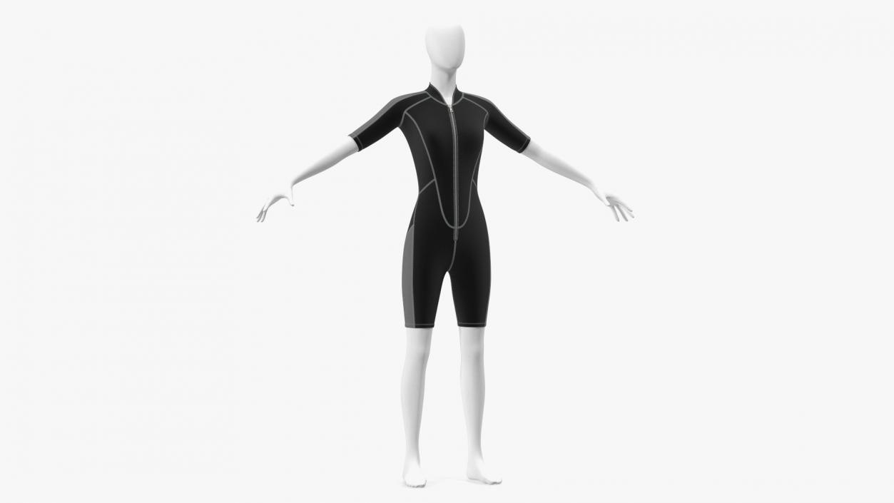 Woman Wetsuit Shorty Version Black 3D model