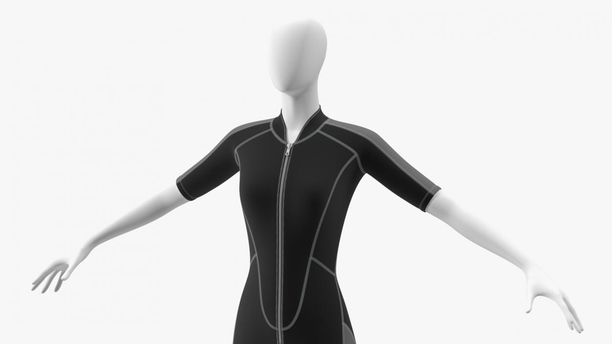 Woman Wetsuit Shorty Version Black 3D model