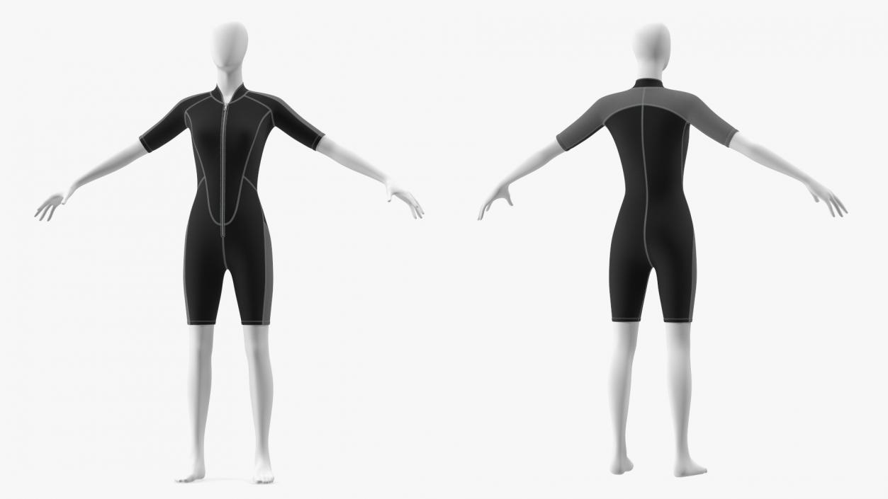 Woman Wetsuit Shorty Version Black 3D model