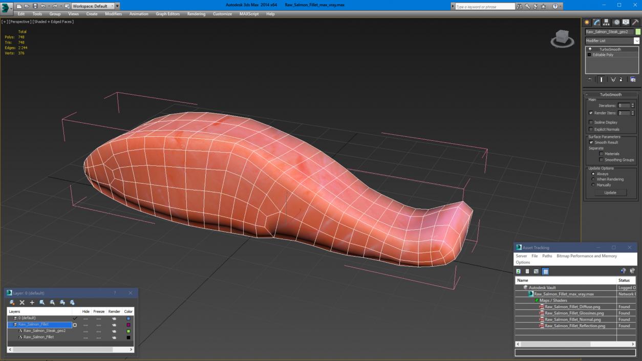 Raw Salmon Fillet 3D