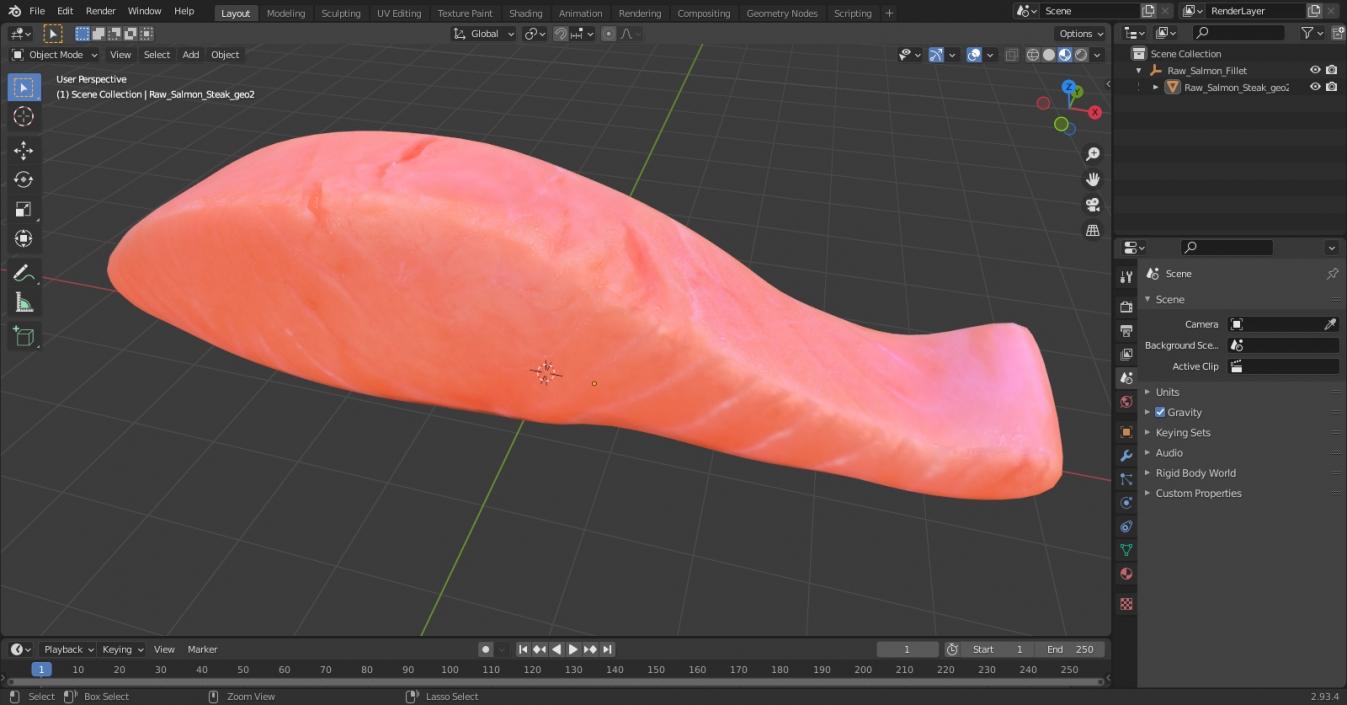 Raw Salmon Fillet 3D