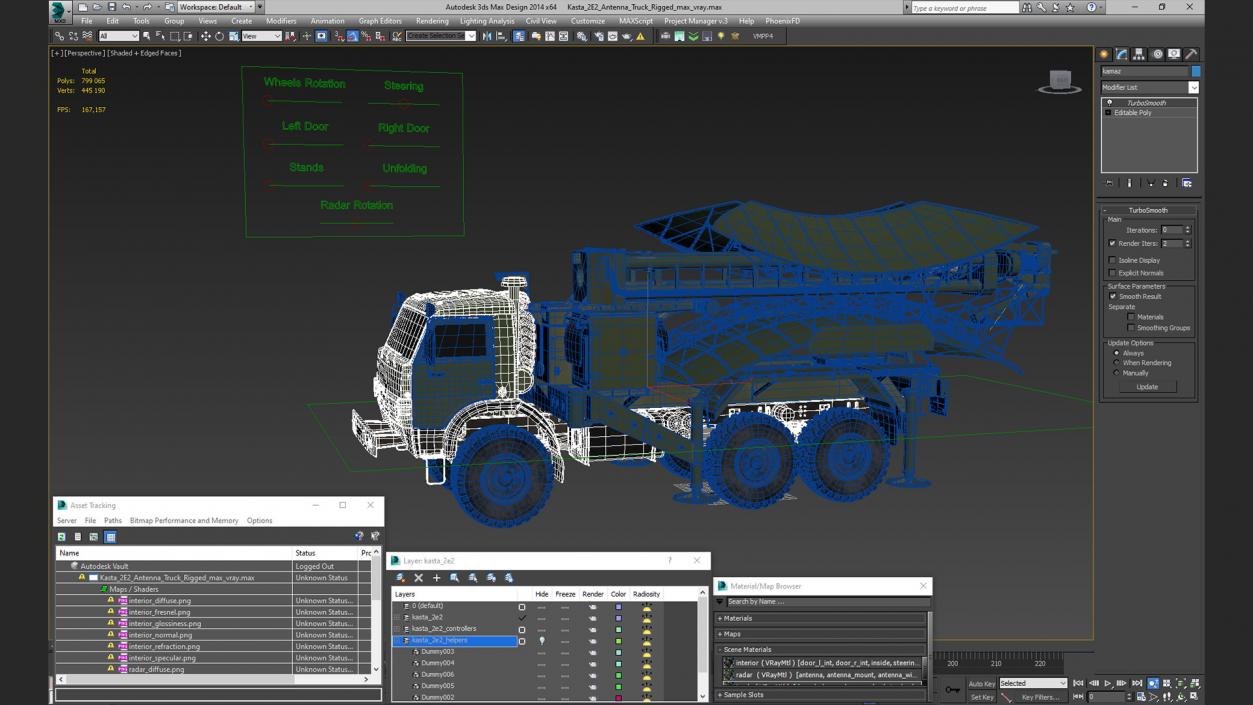 3D model Kasta 2E2 Antenna Truck Rigged