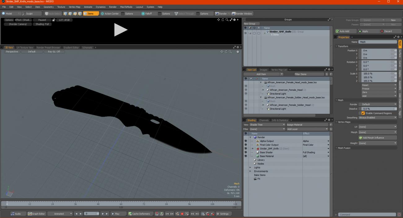 Strider SMF Knife 3D