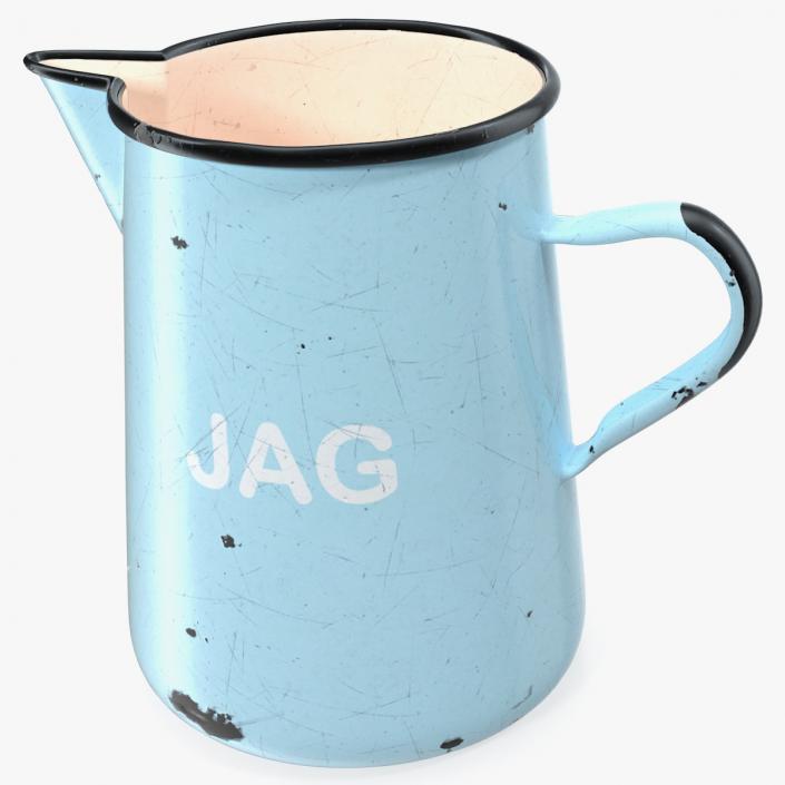 Enamel Jug Old 3D model