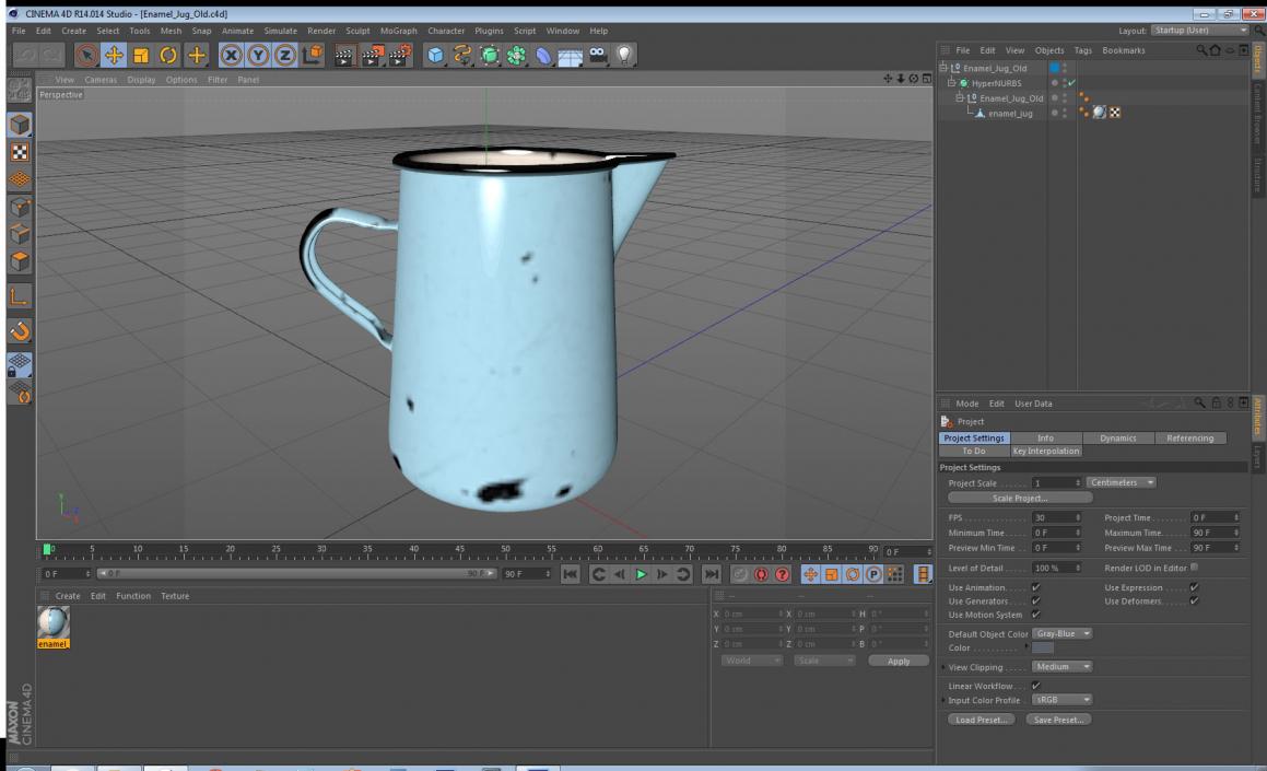 Enamel Jug Old 3D model