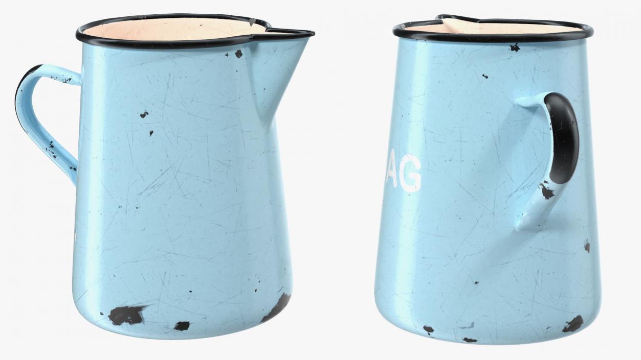 Enamel Jug Old 3D model