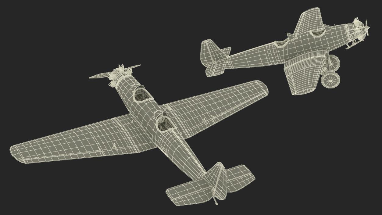 3D Retro Airplane Rigged