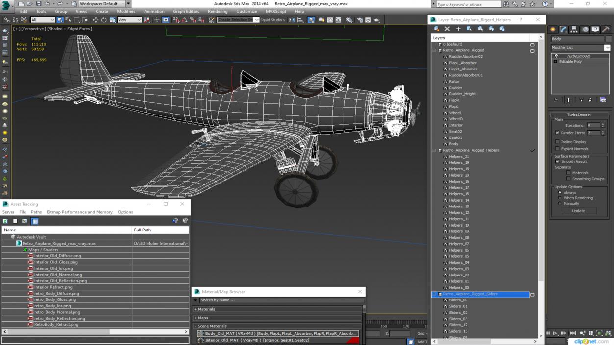 3D Retro Airplane Rigged