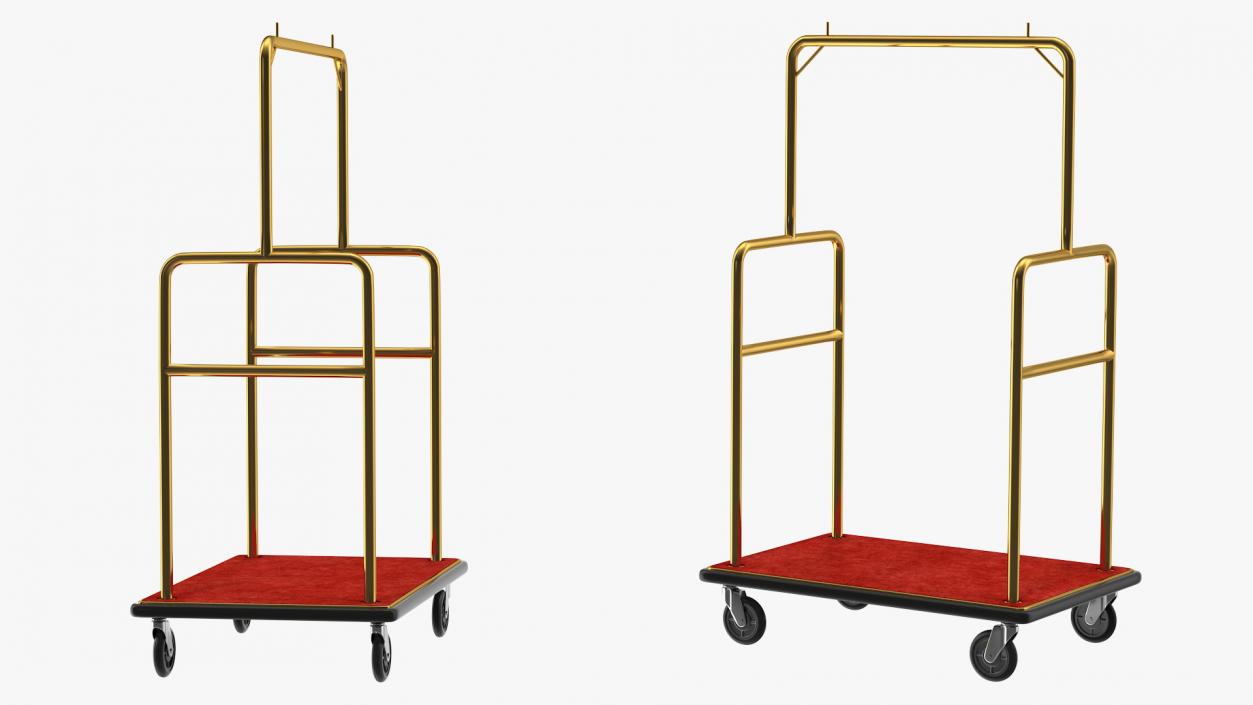 3D Gold Hotel Luggage Cart model