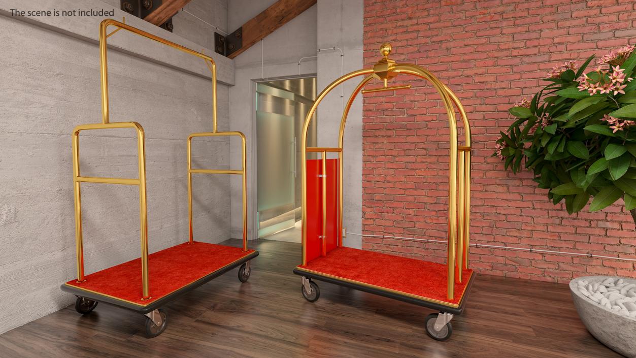 3D Gold Hotel Luggage Cart model