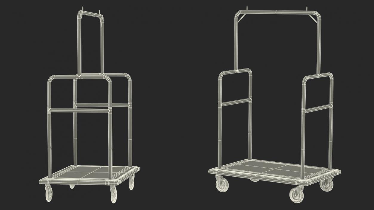 3D Gold Hotel Luggage Cart model