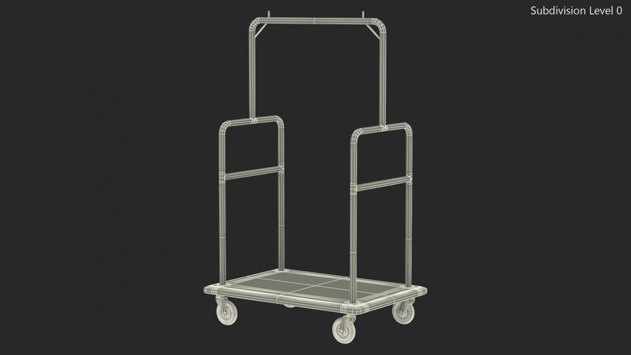 3D Gold Hotel Luggage Cart model