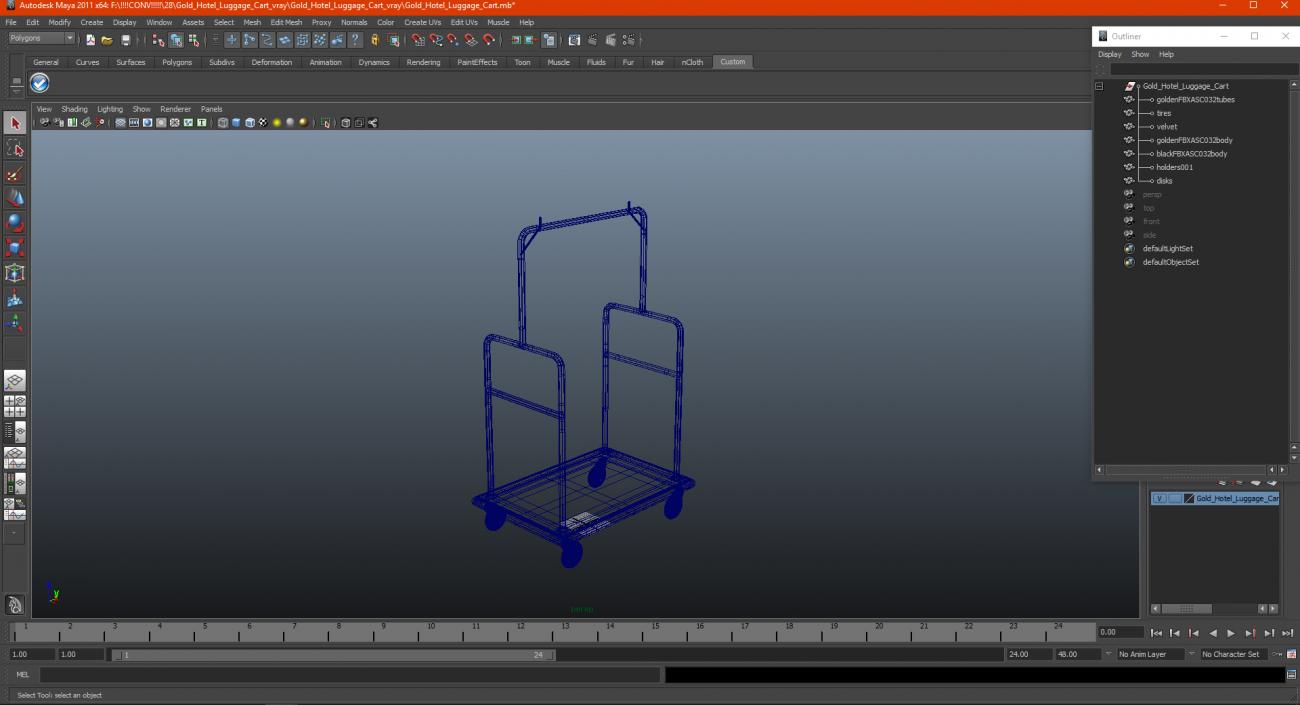 3D Gold Hotel Luggage Cart model