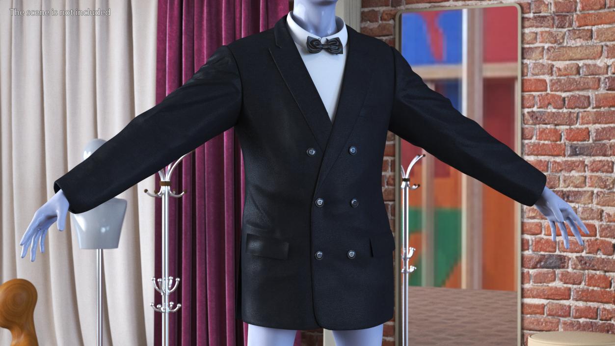 Mens Glitter Blazer Jacket With Bow Tie 3D model