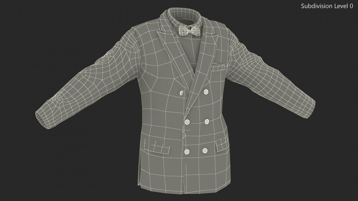 Mens Glitter Blazer Jacket With Bow Tie 3D model