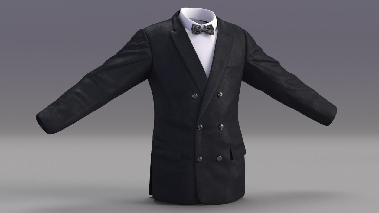 Mens Glitter Blazer Jacket With Bow Tie 3D model