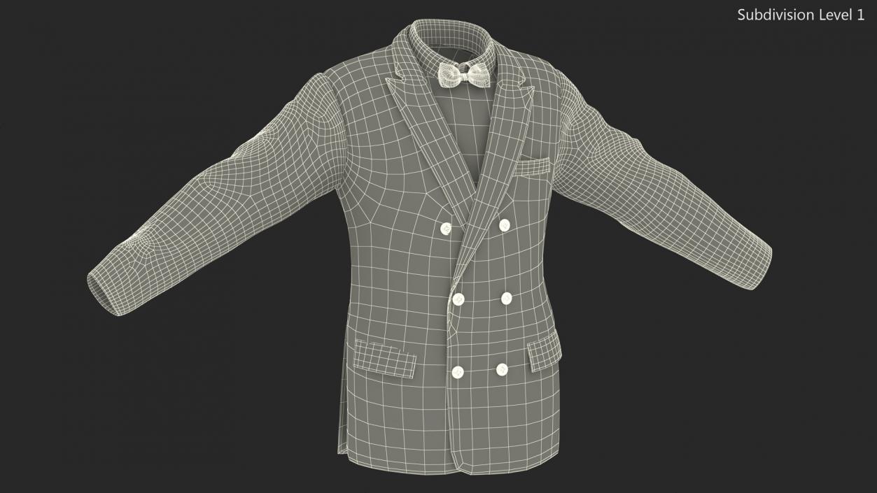 Mens Glitter Blazer Jacket With Bow Tie 3D model