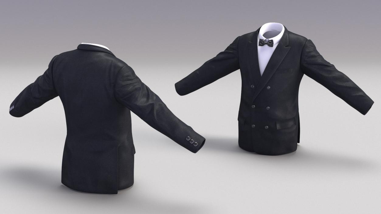 Mens Glitter Blazer Jacket With Bow Tie 3D model