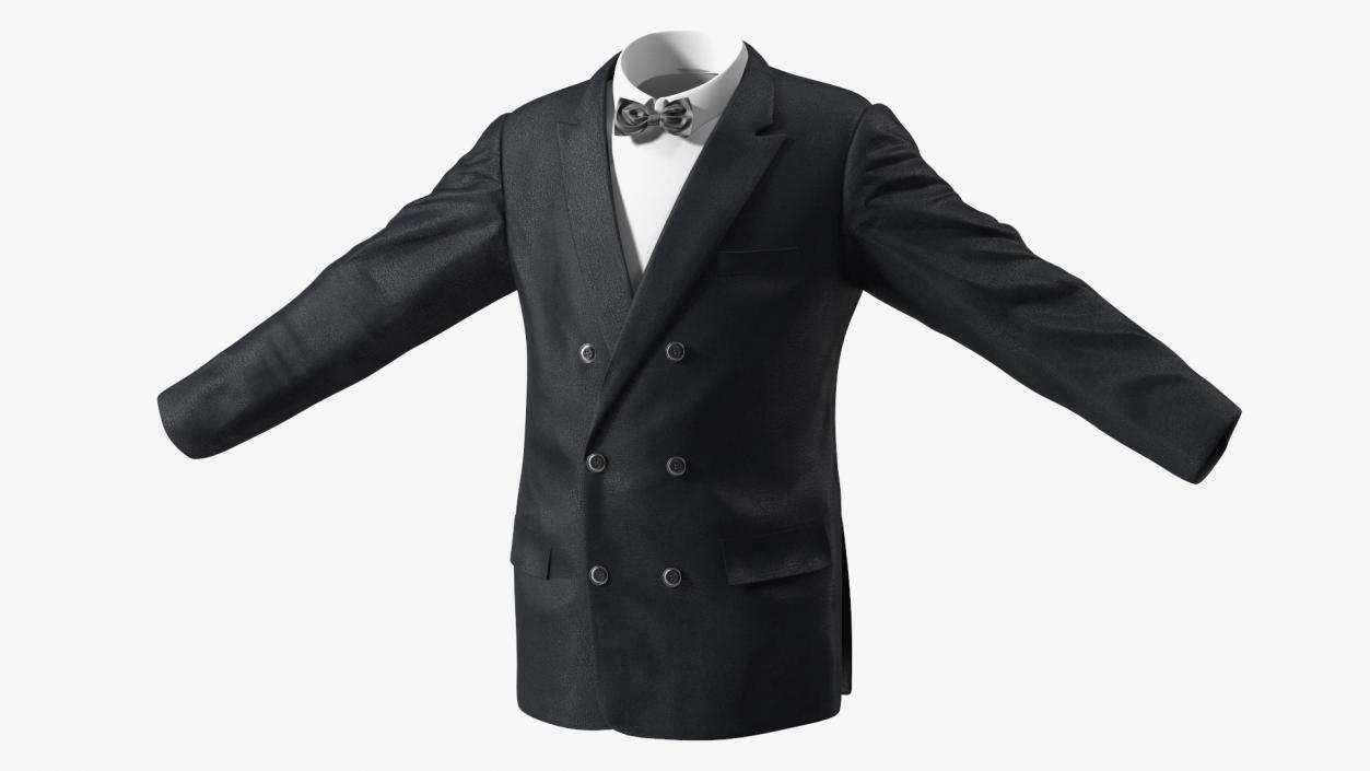 Mens Glitter Blazer Jacket With Bow Tie 3D model