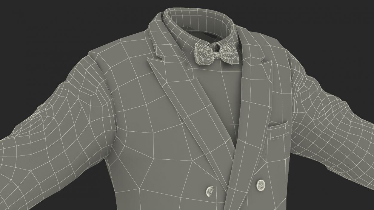 Mens Glitter Blazer Jacket With Bow Tie 3D model