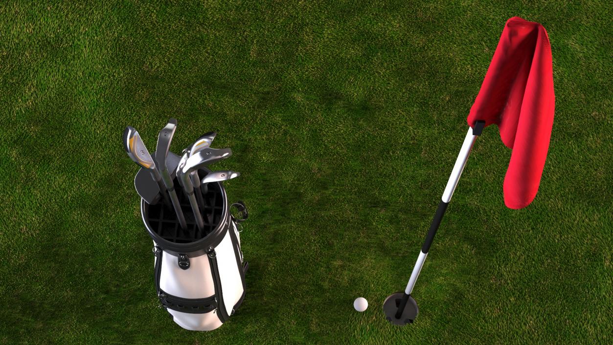 3D Golf Hole and Clubs Fur model