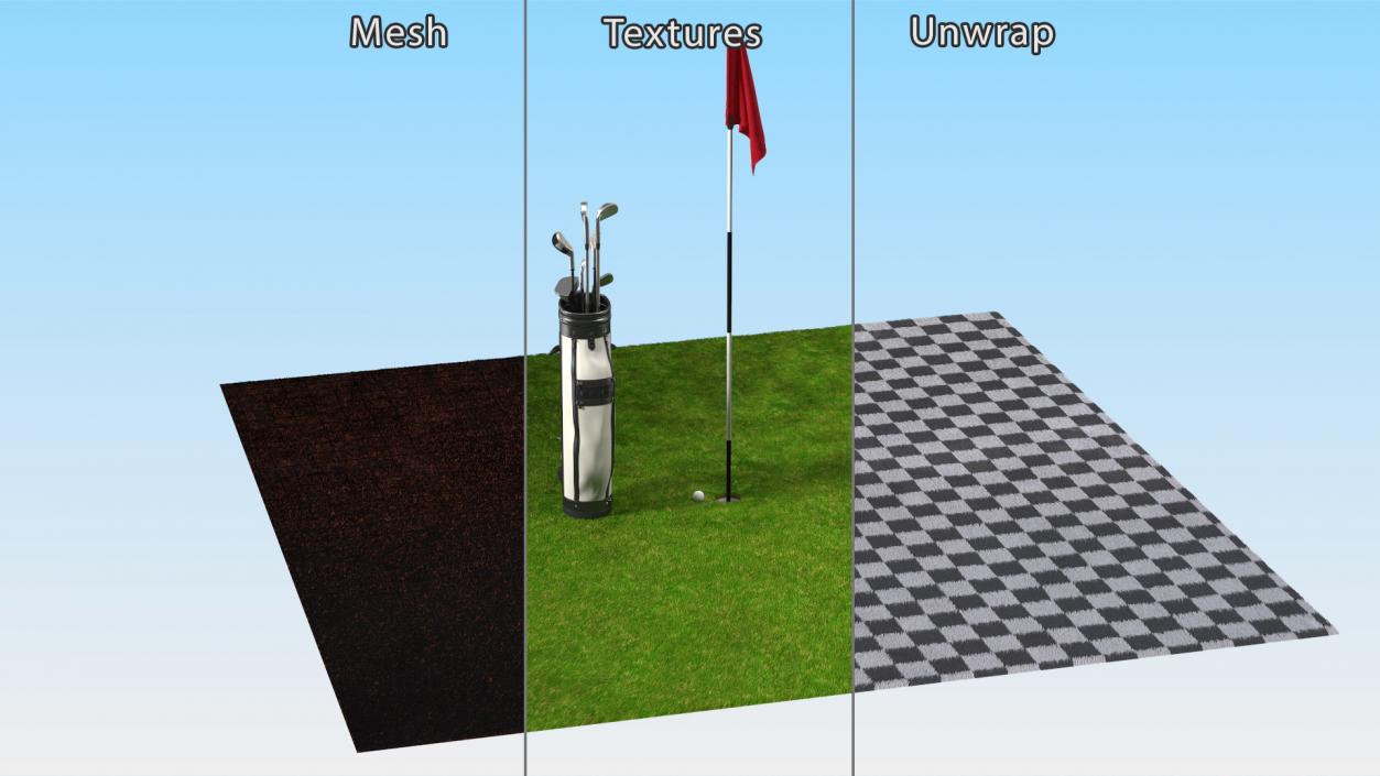 3D Golf Hole and Clubs Fur model