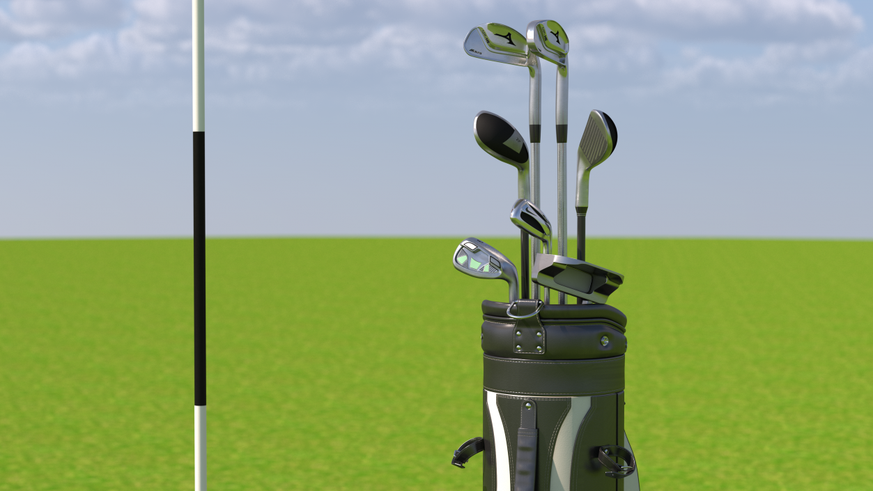 3D Golf Hole and Clubs Fur model