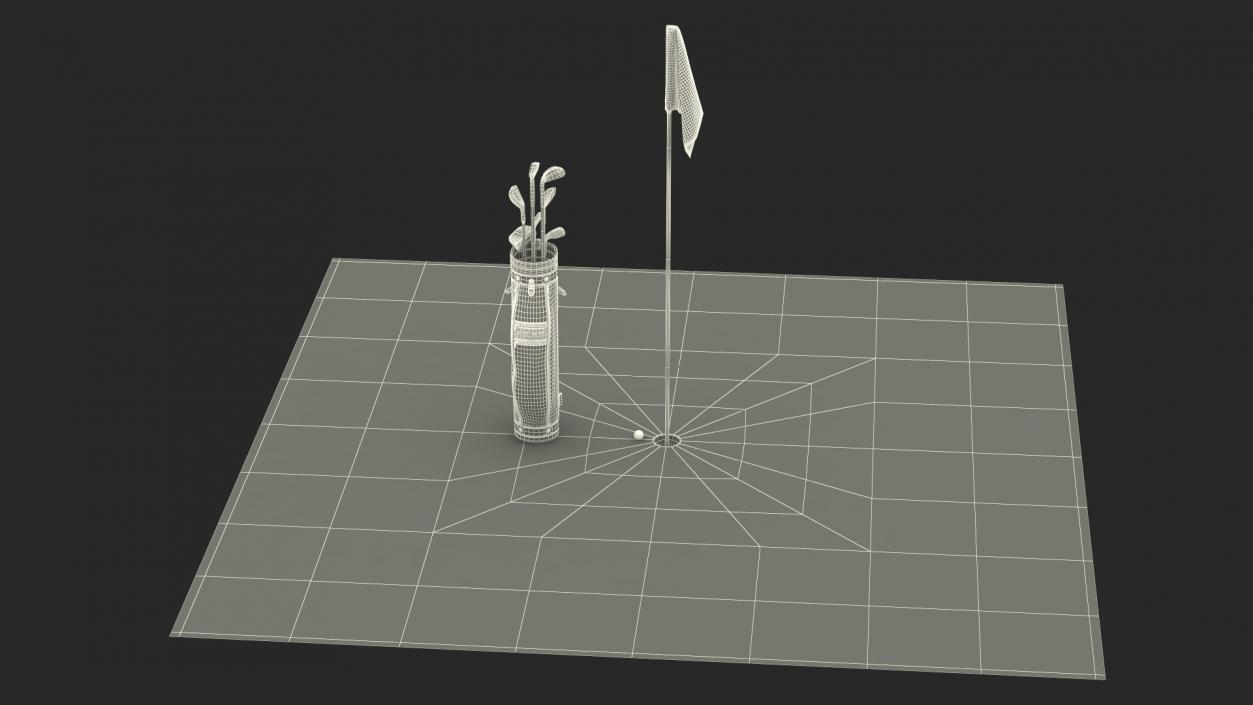 3D Golf Hole and Clubs Fur model