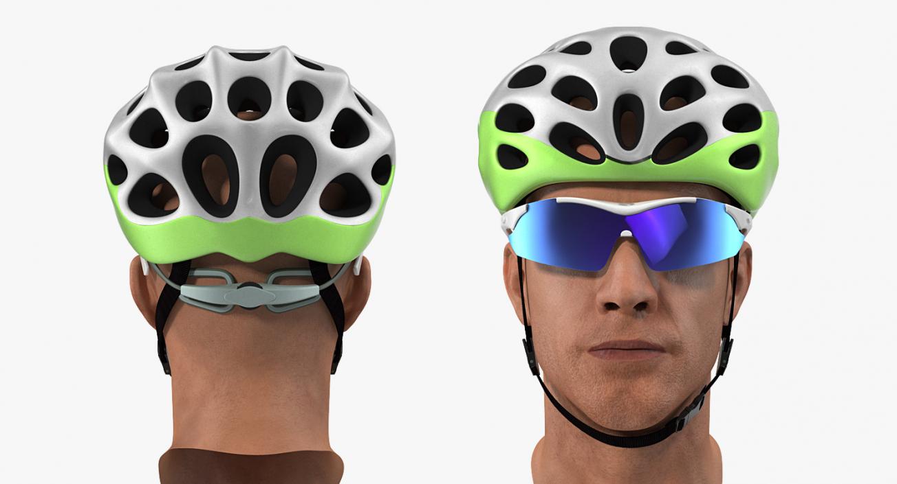 Bicyclist Head in Helmet with Glasses 3D