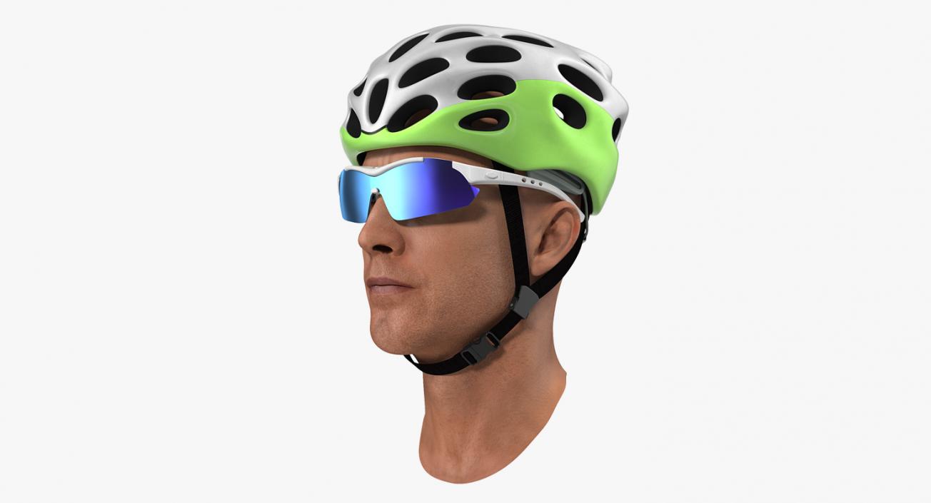 Bicyclist Head in Helmet with Glasses 3D