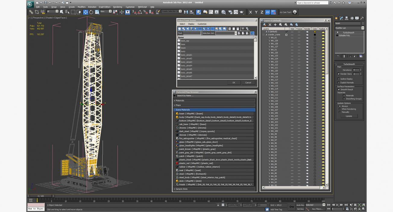 3D Lattice Boom Crawler Crane