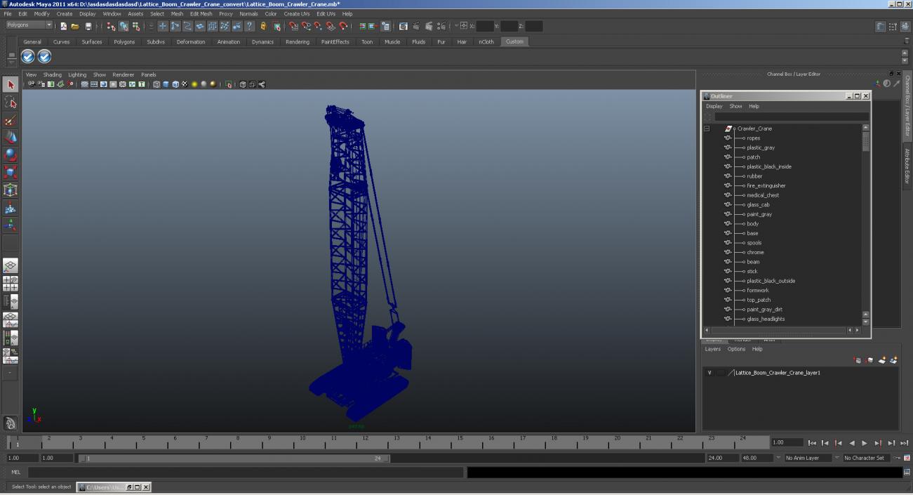 3D Lattice Boom Crawler Crane