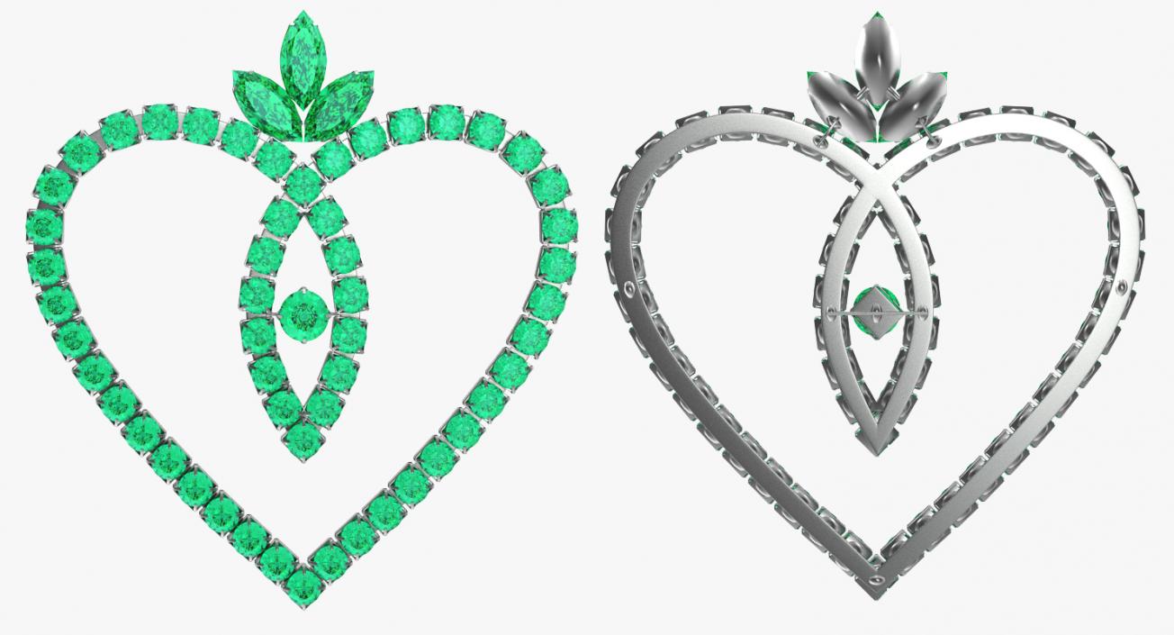 Green Emerald Crystal Jewelry 3D model