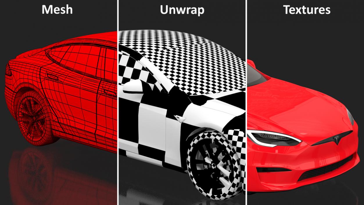 3D Tesla Model S Plaid Rigged