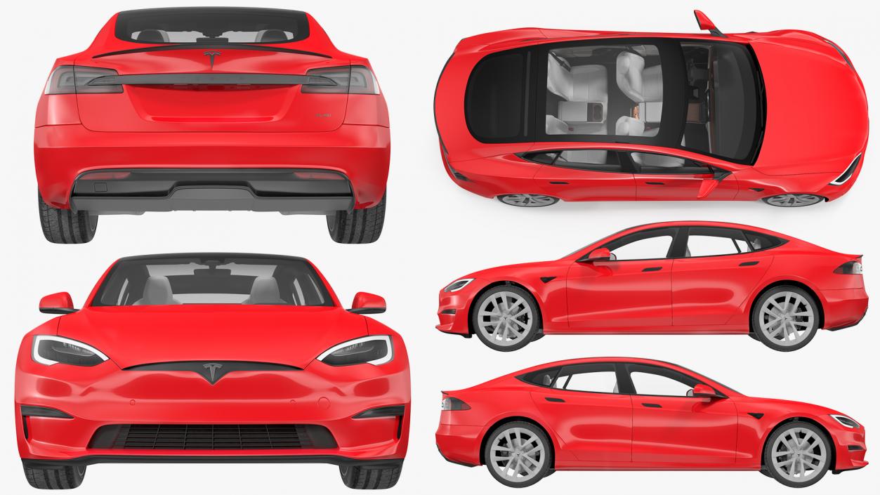 3D Tesla Model S Plaid Rigged