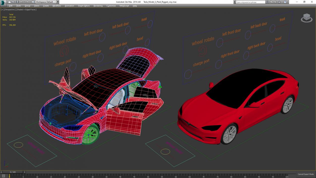 3D Tesla Model S Plaid Rigged