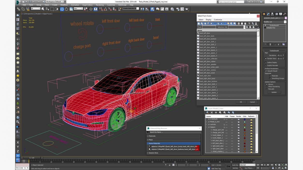 3D Tesla Model S Plaid Rigged