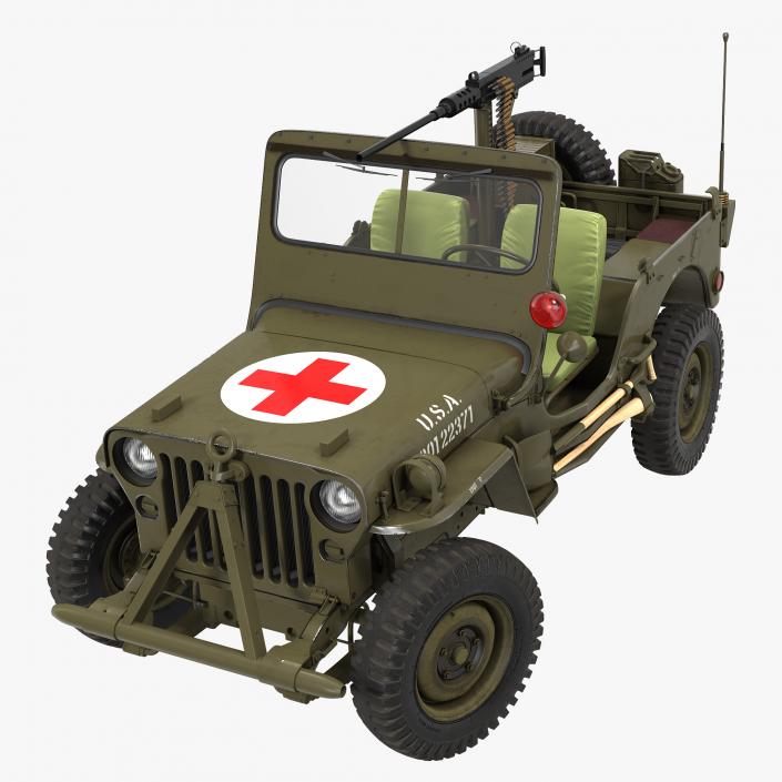 US Army Jeep Willys MB Ambulance Rigged 3D model