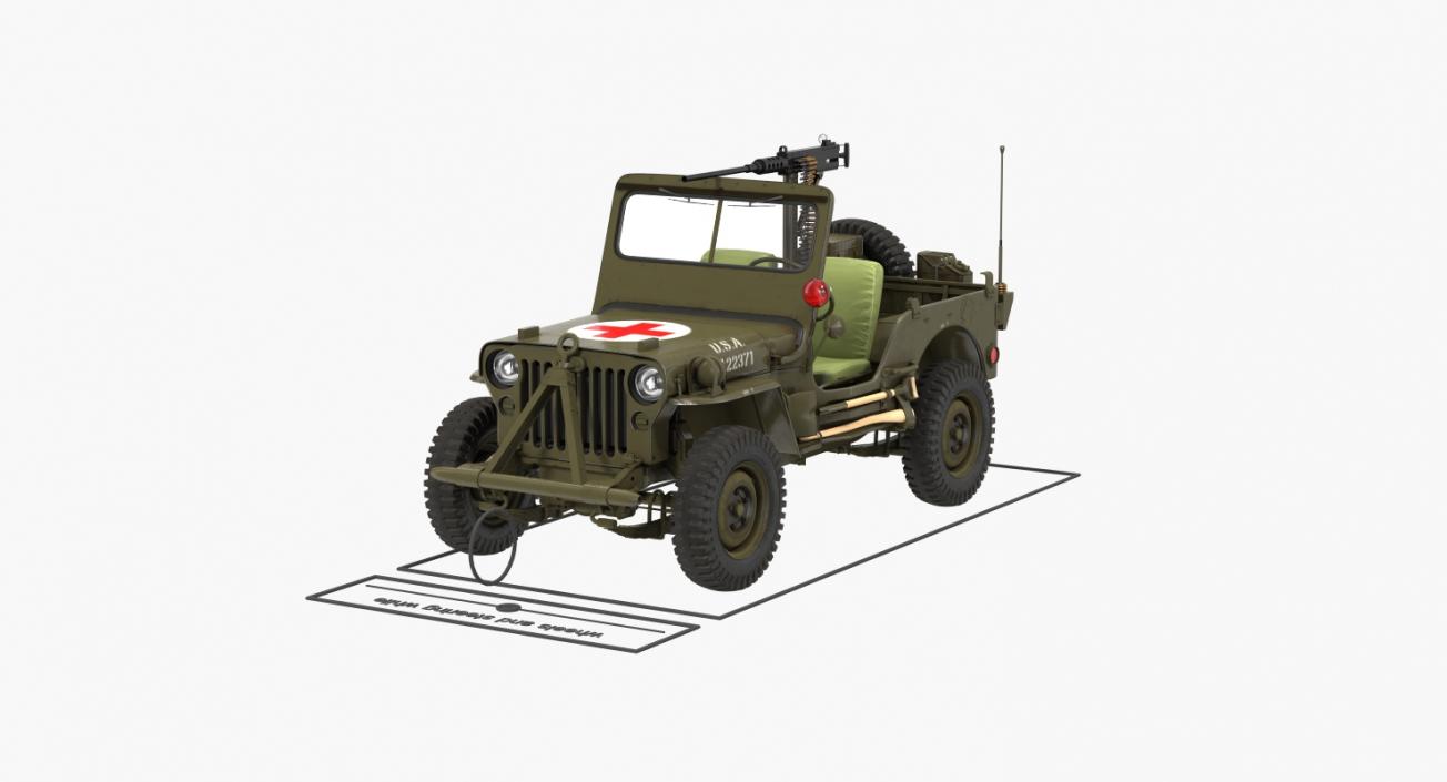 US Army Jeep Willys MB Ambulance Rigged 3D model