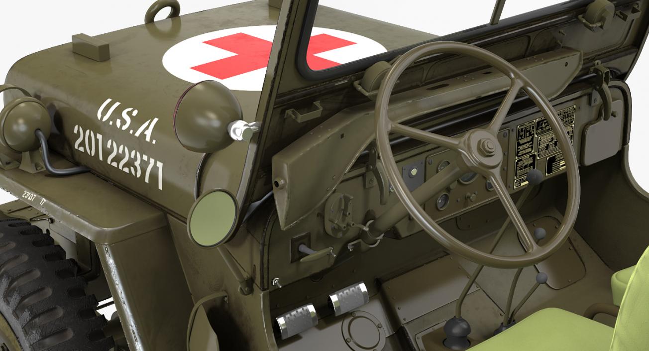 US Army Jeep Willys MB Ambulance Rigged 3D model