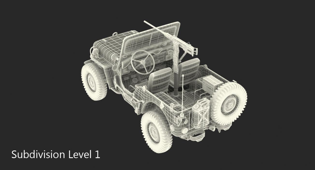 US Army Jeep Willys MB Ambulance Rigged 3D model